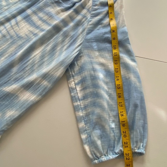 Soft Surroundings Womens Blaine Gauze Pullover 100% Cotton Blue Palms Size XL - Picture 10 of 12